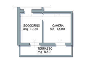 pianta soggiorno e cucina ante operam
